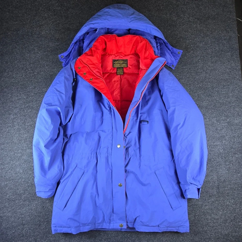 Vtg Eddie Bauer Mens Blue Ski Puffer Jacket Premium Goose Down Gore-Tex Size L
